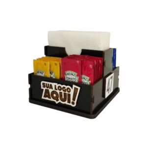 Porta papel e sachês de mesa duplo